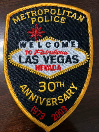 NORTH LAS VEGAS POLICE C I U EMB PATCH 4X10 AND 2X5 HOOK ON BACK NAVY/WHITE 